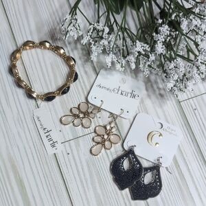 NWT Lot Of 3 Charming Charlie Earrings & Bracelet